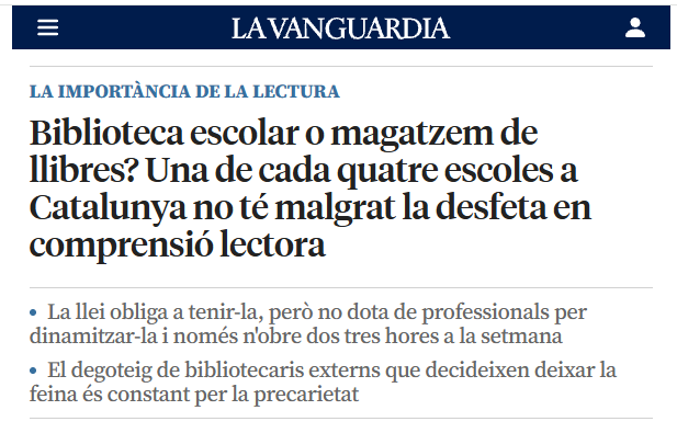 VedrunaCat's tweet photo. 📚 Dies enrere @LaVanguardia publicava un reportatge sobre biblioteques escolars recordant la importància d’aquest recurs per a l’aprenentatge: https://t.co/9r1TCXfrLi https://t.co/5IGcp6WztW
