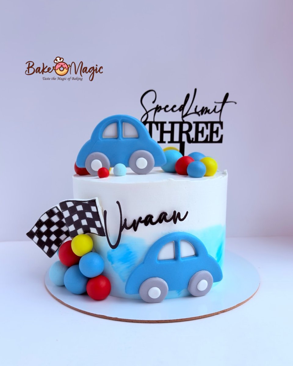bruniho2000's tweet photo. A car-themed chocolate truffle cake with a custom “Speed Limit Three” topper, made for a little racer’s third birthday. Custom-designed with love in Kolkata. https://t.co/z1RQnVq691