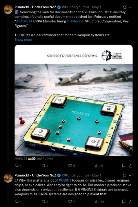 NoddyNewNemes's tweet photo. @Zebusrugby @MattPPea @dentremontem @PaulDereume 3) What are we talking about? The #Kometa A-16 cards, manufactured by #VNIIR Progress, are a critical system used for antijamming navigation. They are employed in various military applications, including #Geran and Garpiya #drones, #Iskander missiles, and bomb guidance systems. https://t.co/WkC2GGiUXB