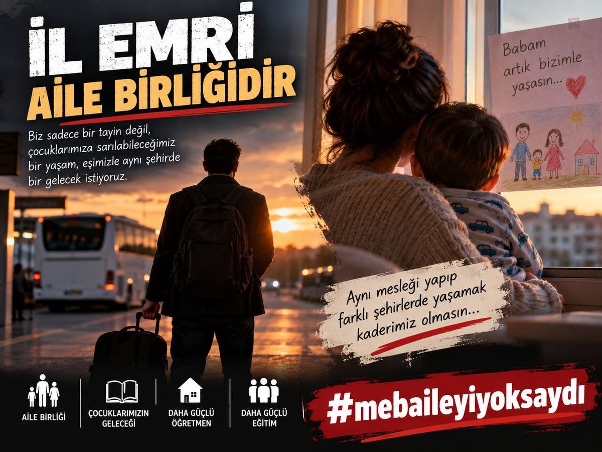 Sinifci_Vildan's tweet photo. @RTErdogan Sayın Cumhurbaşkanımız, öğretmenlerimiz yurdun her yerinde görev yapmaya hazır. Talebimiz aile bütünlüğümüzü koruyarak çalışabilmektir. #MebAileyiYOKsaydı İL EMRİ istiyoruz. Ayrıcalık değil, eşitlik. @RTErdogan @EmineErdogan @burhanduran @hasandogan @ackilic76 ❤️✈️🏡🧑‍🧑‍🧒… https://t.co/BV8oRfdTYC