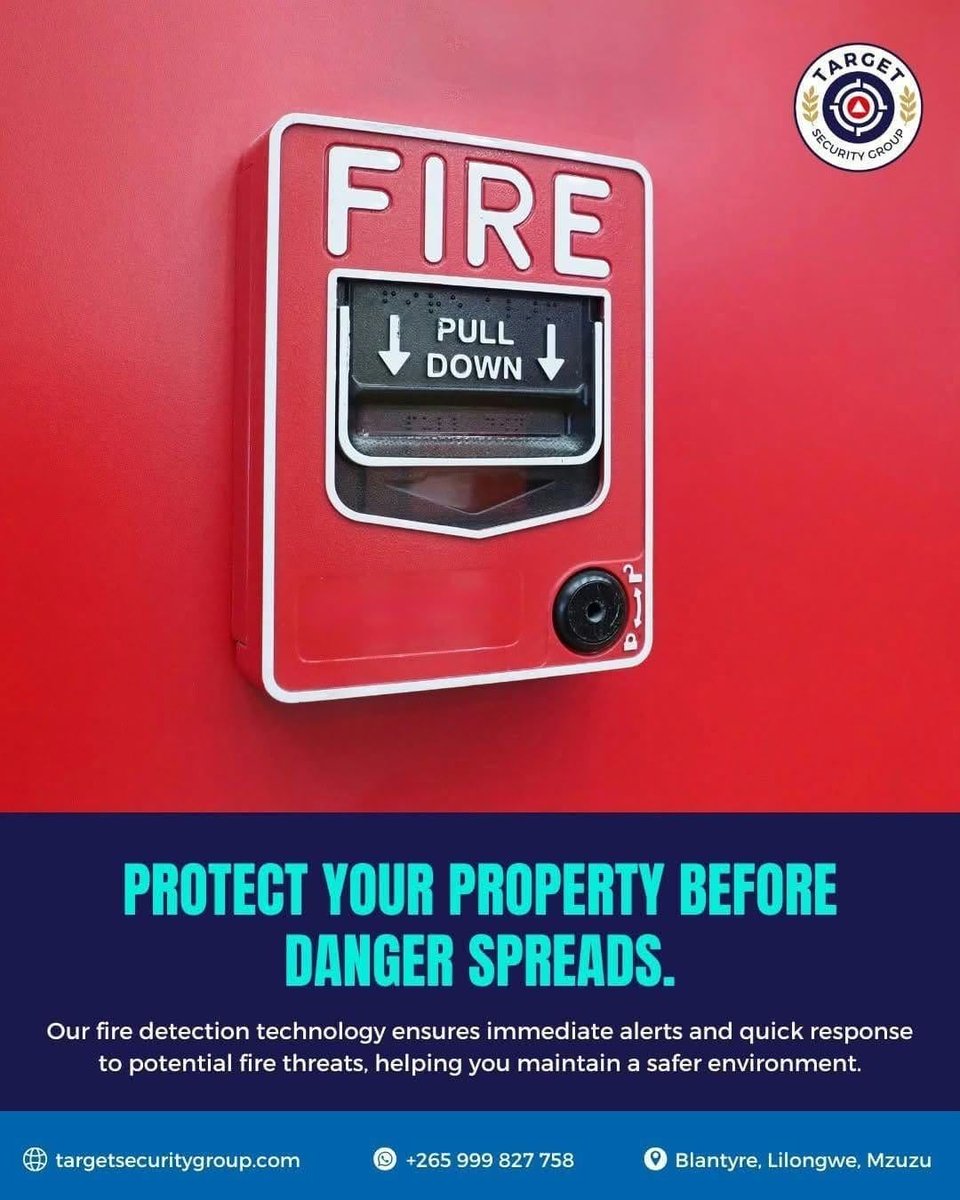 tsgmal_'s tweet photo. 🚨🔥Protect What Matters Most with Advanced Fire #Safety Solutions!

When it comes to fire safety, every second counts. Target Security Group provides advanced #firealarm 

🌐 Visit: https://t.co/KAIM5rzIbV 
📲 WhatsApp: +265 999 827 758 https://t.co/jOtE5Gxo3V