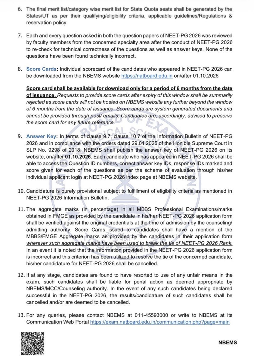 DrMohammadMomin's tweet photo. #NEETPG2026

Result of NEET-PG 2026 has been declared at NBEMS website https://t.co/j8SVwhgHCK