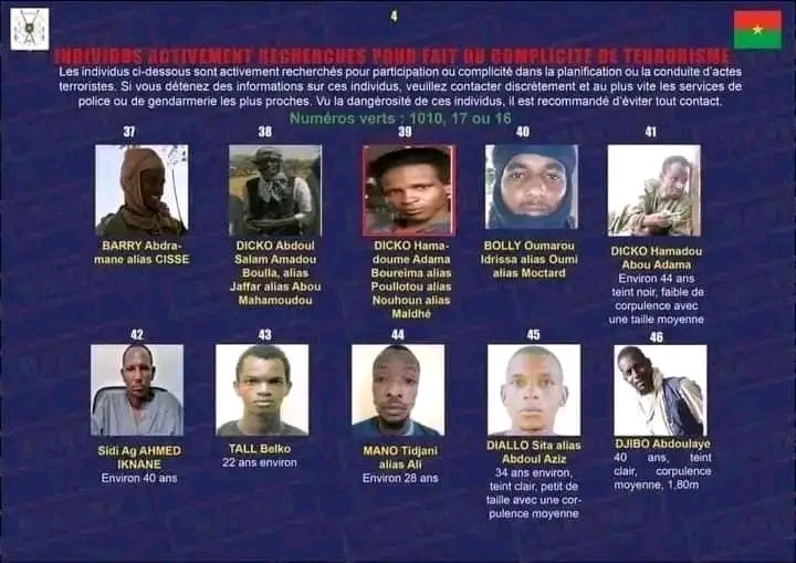HabibaIdri40129's tweet photo. Burkina Faso released a security notice lists wanted terrorists in the country, but what caught the world's attention was that, reportedly, about 95% of those being sought were Fulani.

This has led many people, particularly from northern Nigeria, to ask Fulani bandit sympathizers such as Senator Shehu Buba a question: If they claim that Fulani people in Nigeria resort to terrorism because they are being persecuted or oppressed, then does that mean Fulani people in Burkina Faso and other countries outside Nigeria are also being persecuted, and that this is why they engage in terrorism there as well?
