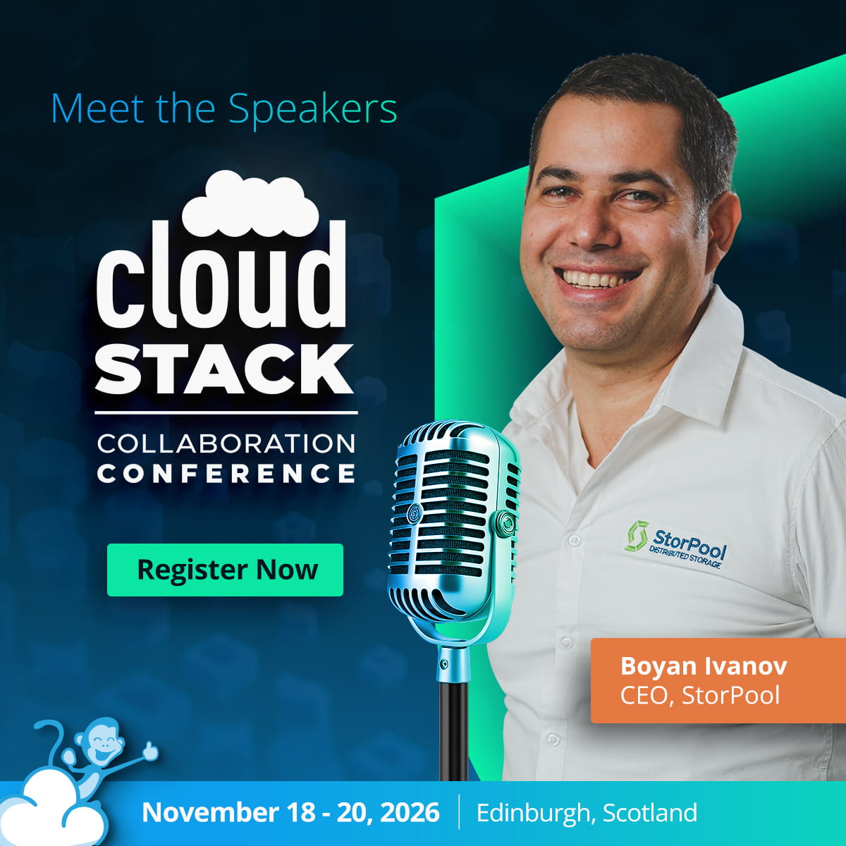 CloudStack's tweet photo. Meet Boyan Ivanov, CEO, @storpool, speaking at the #CSCollab2026 in Edinburgh with the session "Efficient CloudStack Infrastructure Amid Rising Costs and Hardware Shortages".

Register now: https://t.co/y5xhMFPZ62 https://t.co/ZFujAEhGGK