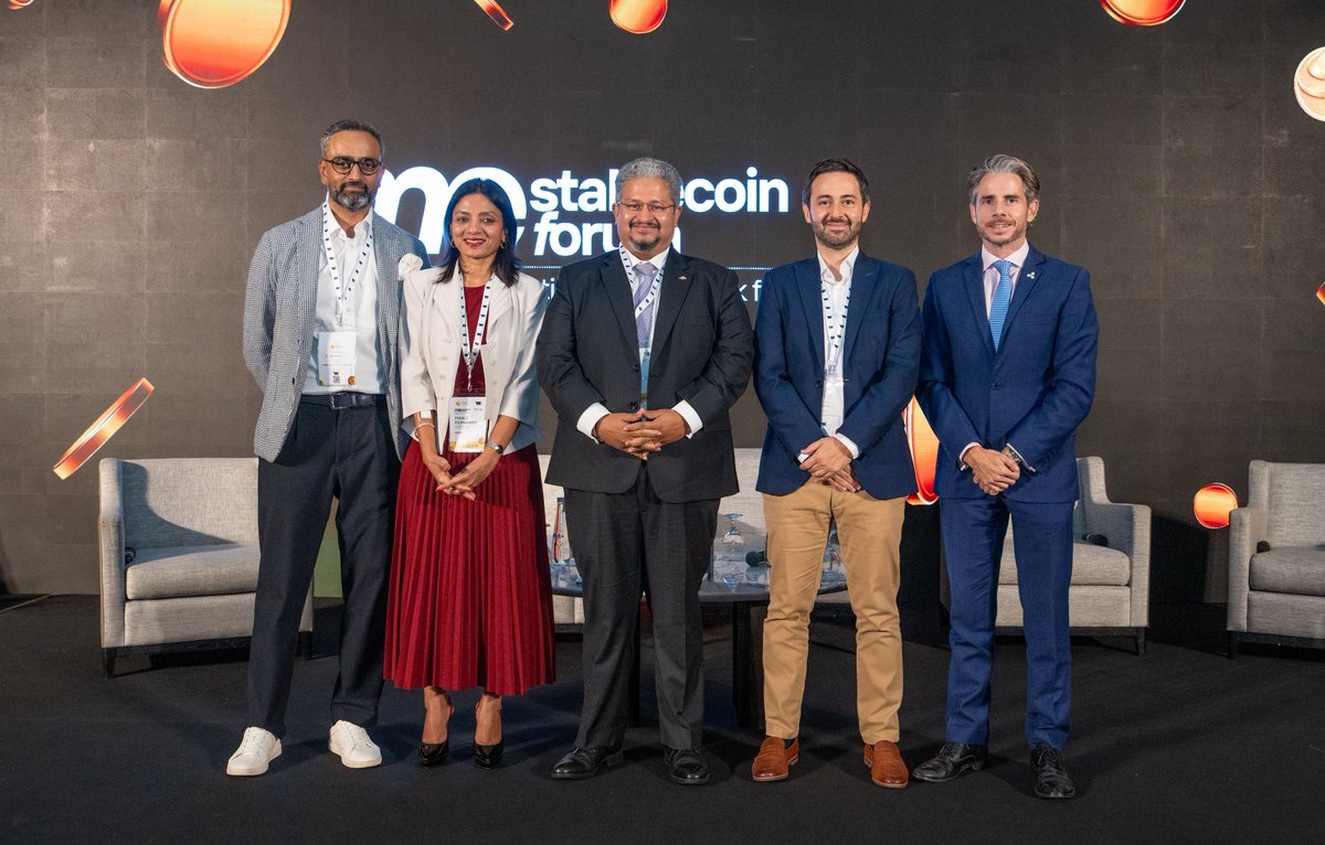reece_merrick's tweet photo. On stage at the MESA Forum with @HSBC, @BlackRock, @Mashreq, and @RAKBANK, discussing stablecoins, tokenized deposits, and tokenized MMFs.

We started with a competition framing, but landed somewhere else! They aren't rivals, they have 3 distinct jobs:

🟢 Stablecoins: The always-on layer moving value between institutions without existing relationships (why $RLUSD was built not to replace bank money, but to let it travel).

🟢 Tokenized Deposits: Keep bank money inside the existing perimeter, ideal for known counterparties.

🟢 Tokenized MMFs: Treasury yield & collateral, less of a payment vehicle.

The real question for the GCC isn't which wins! It's how well they connect.

The UAE isn't debating if it’s open for business; it's actively building. Excited to keep leaning in with @Ripple 🇦🇪