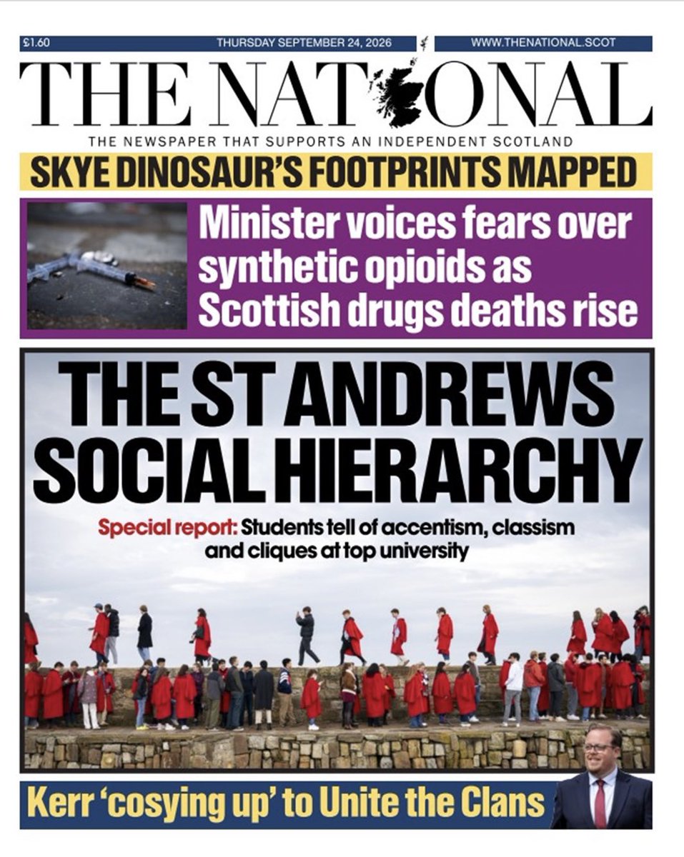 jamesandjana's tweet photo. ALT  #GetCounted #YesScots #Yes #SNP #ScottishGreens #LabourInScotland #LibDemsInScotland #ConservativesInScotland #TheNational
Today’s THE NATIONAL.
Get the paper at your paper shop or subscribe online at:
https://t.co/Wzfz3qBFUN https://t.co/Uzj8FREnpd