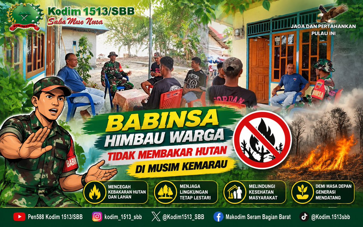 M1513sbb's tweet photo. Babinsa Hulung Imbau Warga Tidak Membakar Hutan Sembarangan di Musim Kemarau.

Baca Selengkpnya;
https://t.co/aN9YDeBQCZ https://t.co/2Y3RV4YzuX