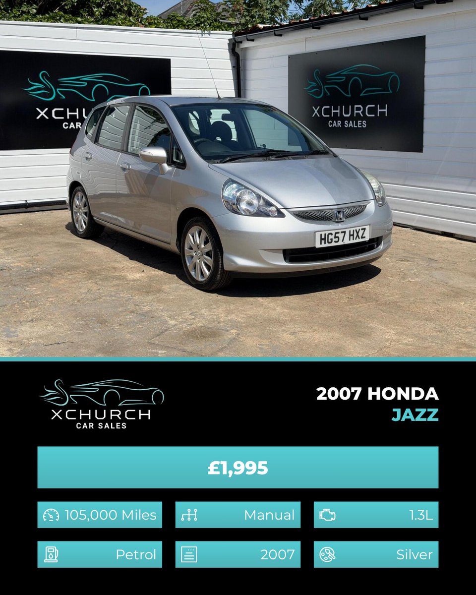 CassyFragassi's tweet photo. 2007 Honda Jazz 1. 4 i-DSI SE 5dr - £1, 995 
1. 3L petrol, manual, 105, 000 miles. Finance, warranty and part exchange available. We buy cars too. Contact: 01202 794933 / sales@xchurchcarsales. co. uk https://t.co/RkW8TLzHm0