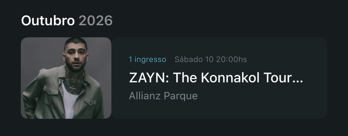 renatinher's tweet photo. Estou vendendo um ingresso para o show do Zayn no Allianz (Nubank Parque)

** Cadeira superior **

Paguei 490,00 (sem contar as taxas) 
Vendendo por R$ 400

motivo: evento de trabalho no dia, não posso faltar

#TheKonnakolTour #zayn #1D https://t.co/xhAI6rQ4Tp