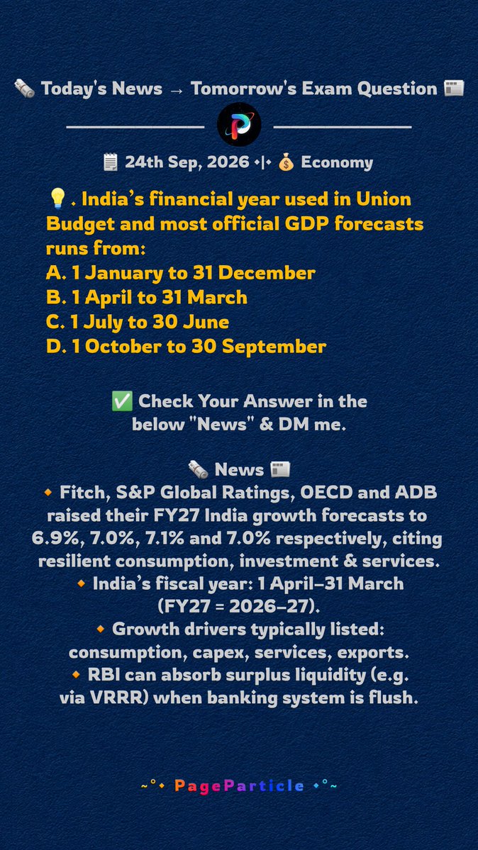 PageParticle's tweet photo. 🗞️ Today's News → 
Tomorrow's Exam Question 📰
📌 2026-Sep-24 | #163

#CurrentAffairs #PageParticle #Economy https://t.co/GGUp54KMWy