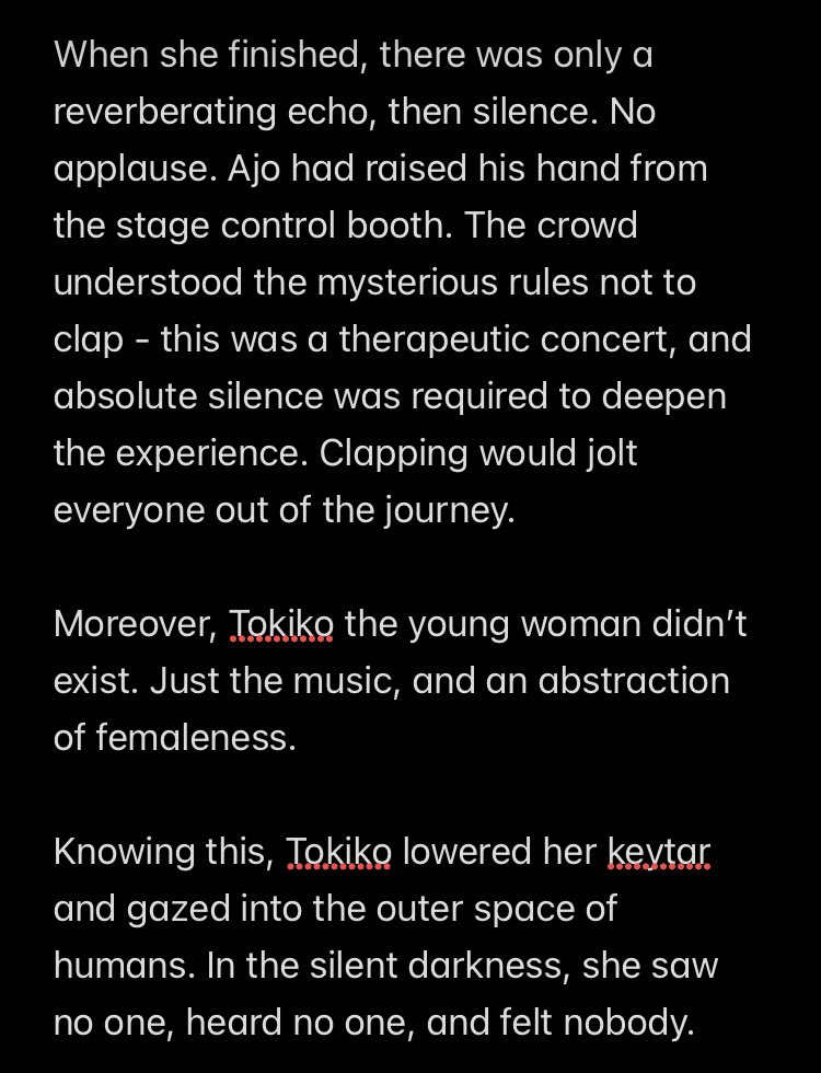 transilegous's tweet photo. There’s a distance between performer and audience, but in Tokiko’s case, that distance becomes impersonalization in both directions. There is no performer, and the audience is no longer human. Lights nurtured by a female force in the cosmic dance. #NewAge https://t.co/jkgnoafpdf
