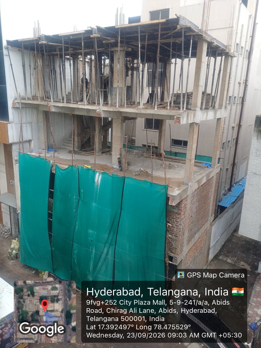 pkhyd1's tweet photo. @ZC_Khairatabad @TelanganaCMO @CS_Telangana @PrlsecyMAUD @CommissionrGHMC @GHMCOnline COMPLAINT - 5,: PLOT LESS THAN 75 YARDS, LESS THAN 15 FEET ROAD, MULTI STORY  building construction  at 5-9-247 abids, Lane  opp. St. George  gramamar school, beside city plaza, Hyderabad. 5th complaint and authorities giving blind eye. https://t.co/JfxgNadwRJ