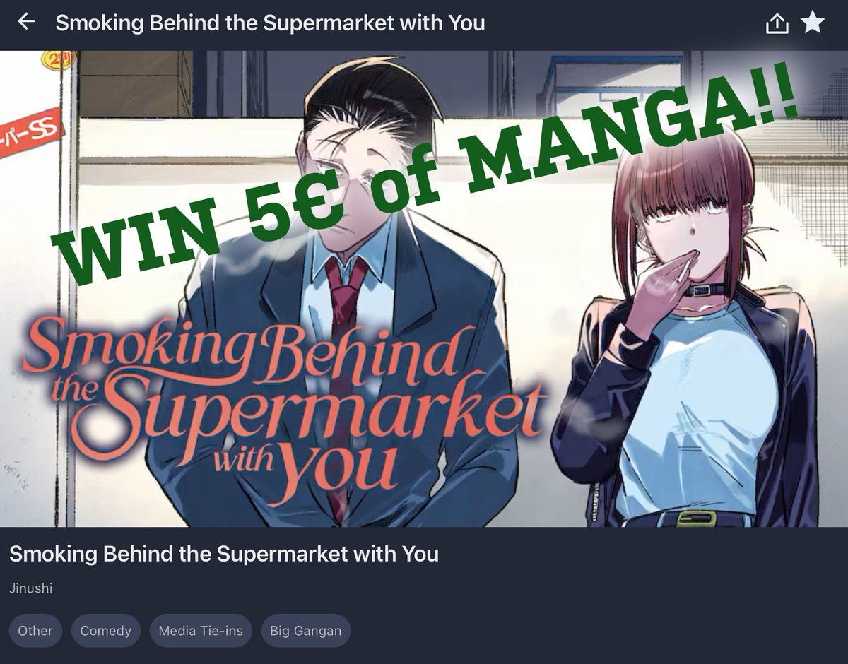 behindthesuper's tweet photo. 1st WINNER of the #SUPERweek! 🎁
@Anim3njoye's completed the 2 steps & has been drawn as winner of our promo «5€ to read manga for Free»
—worth +800 COINS in Manga Up! (10 new CHPs).
We've already DM'd you to send you the prize via @ReactGuides
TY to all the participants! 🙏 https://t.co/GuZODNxGSg