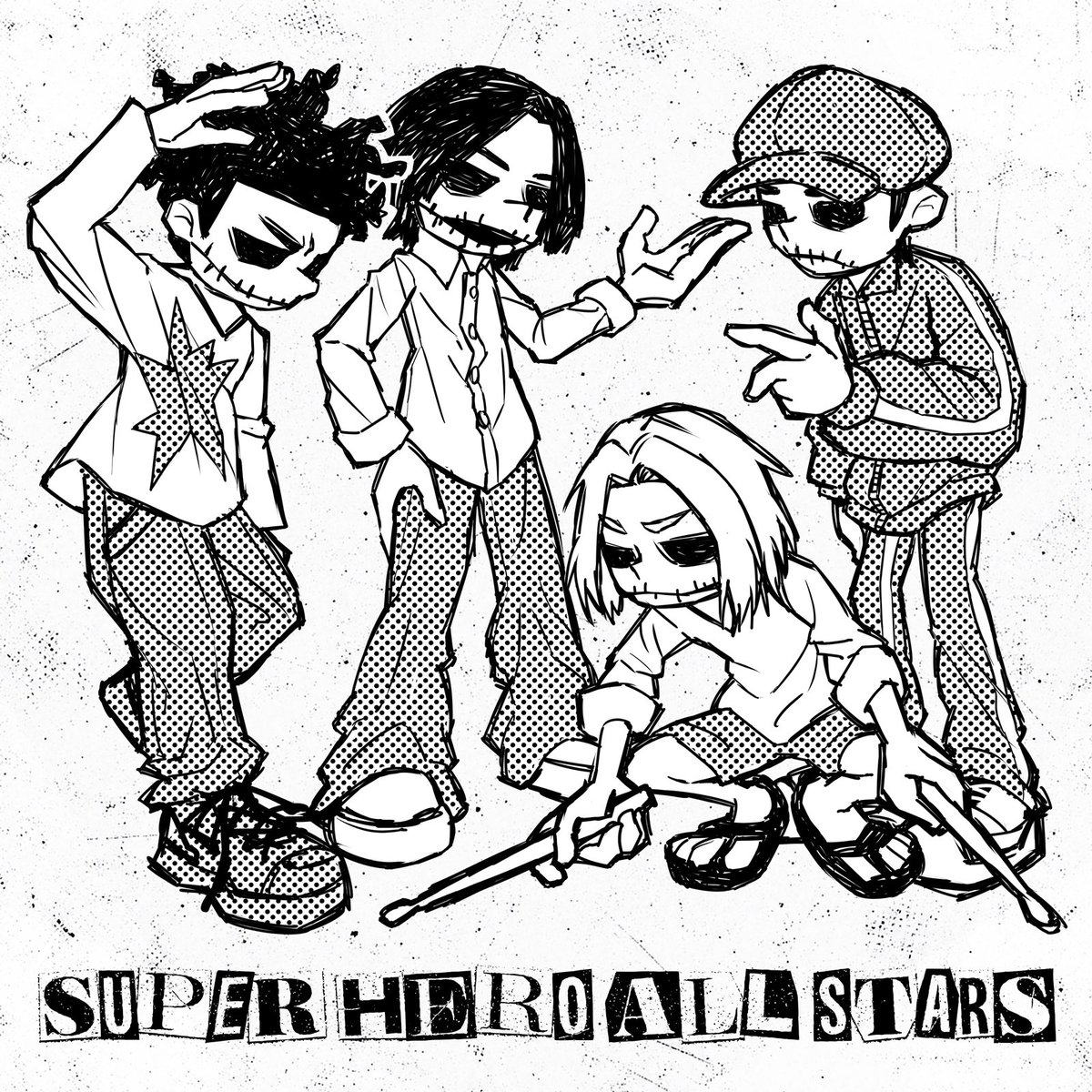 straightenerjp's tweet photo. 【ジャケット公開】
明日9/25(金)先行配信
New Digital Single
「SUPER HERO ALL STARS」

ジャケット公開！

10/21(水)発売「DECADE EMO EP」収録曲です。

▼「DECADE EMO EP」の詳細はこちら
https://t.co/hUHYSaviQy

#DECADEEMOEP
#ストレイテナー https://t.co/Fj8mG2pbXc