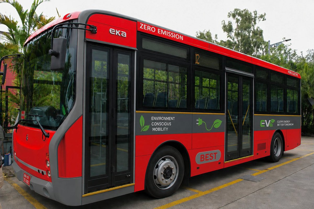 itsAlhad's tweet photo. Used AI to visualise BEST livery for the EKA 9m & SWITCH EiV9 9m low-floor AC electric buses proposed for Mumbai under the CESL PM E-DRIVE tender — 1,050 EKA + 450 SWITCH. 🚌⚡❤️
Conceptualisation — not an official BEST, EKA, SWITCH or CESL design.
#BEST #ElectricBuses #PMEDrive https://t.co/Y25uFUBIQX