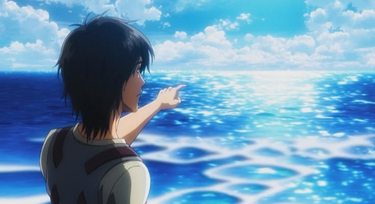 iamjudyyyyyyyy's tweet photo. Eren Yeager looked at the other side of the sea and said there would be no more racism if there are no races.

What a guy. https://t.co/J4AE0Nd0eQ