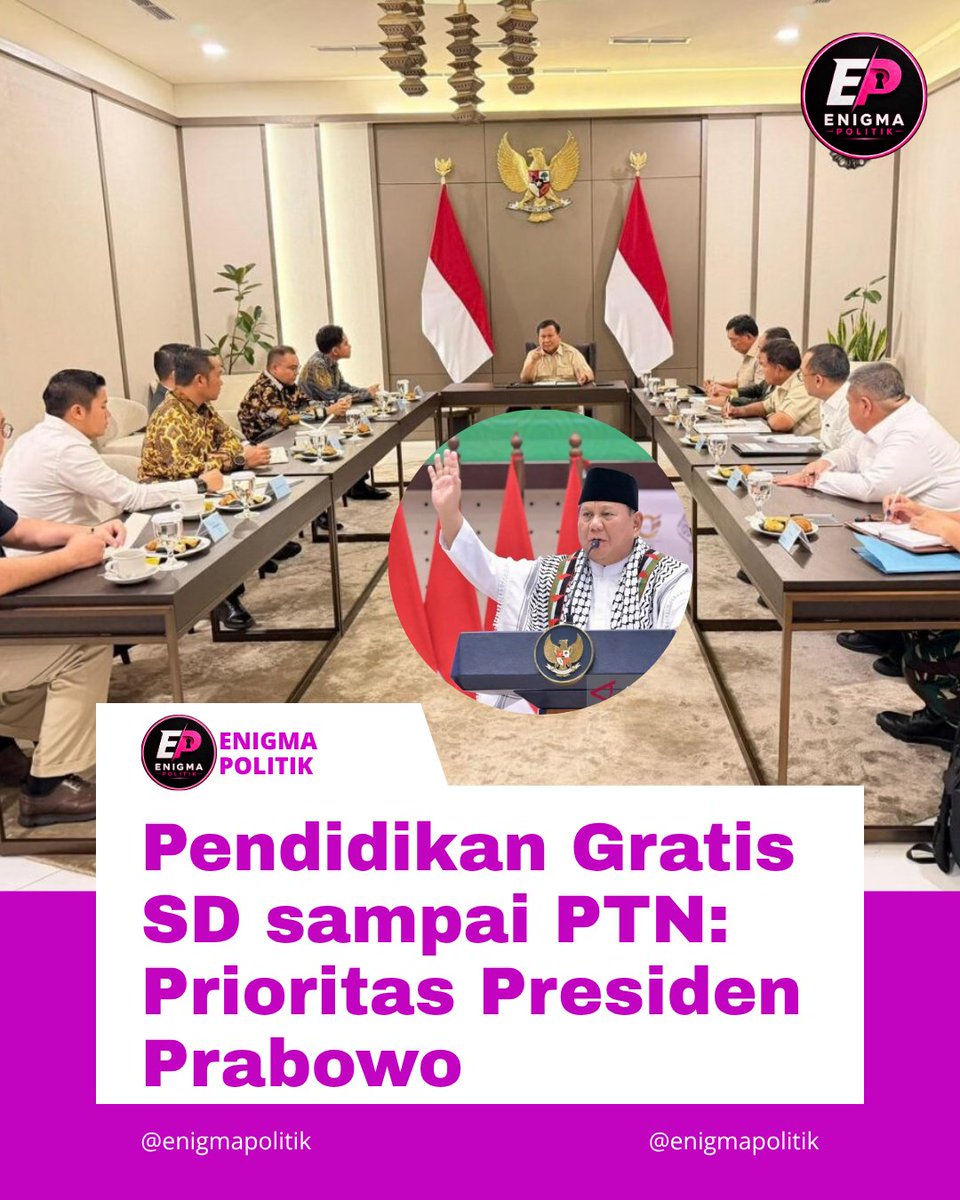 EnigmaPolitik's tweet photo. Rapat terbatas siang ini menjadi bukti keseriusan pemerintah mewujudkan pendidikan negeri tanpa beban biaya. Anak bangsa berhak mendapat kesempatan yg sama untuk belajar hingga perguruan tinggi.

#jagaindonesia #kamibersamapresiden #PendidikanGratis #SDSampaiPTN #MasaDepanBangsa https://t.co/ME0KZMyNP5