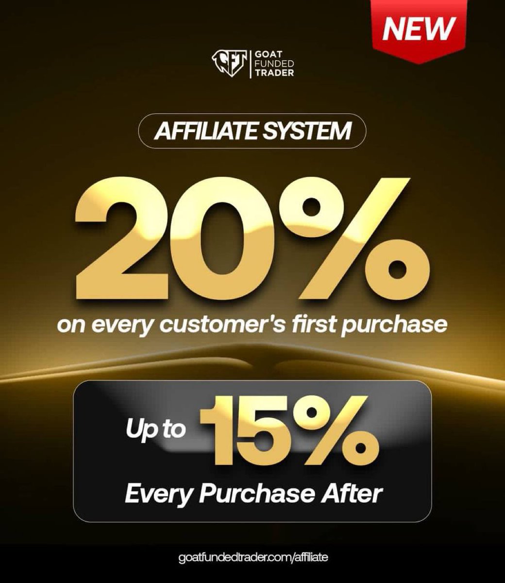 pipsprotege's tweet photo. 🚨 Our NEW affiliate system is officially live today at GFT. New way to earn a recurring passive income while also trading🚨

✅ 20% first-sale commissions

✅ Additional tiers with up to 15% in extra commissions

❗️Recurring commissions for up to 30 days

Thousands of dollars up for grabs in milestone goals. Alongside other goodies

Start with GFT:
 https://t.co/DE9WpOLHfF