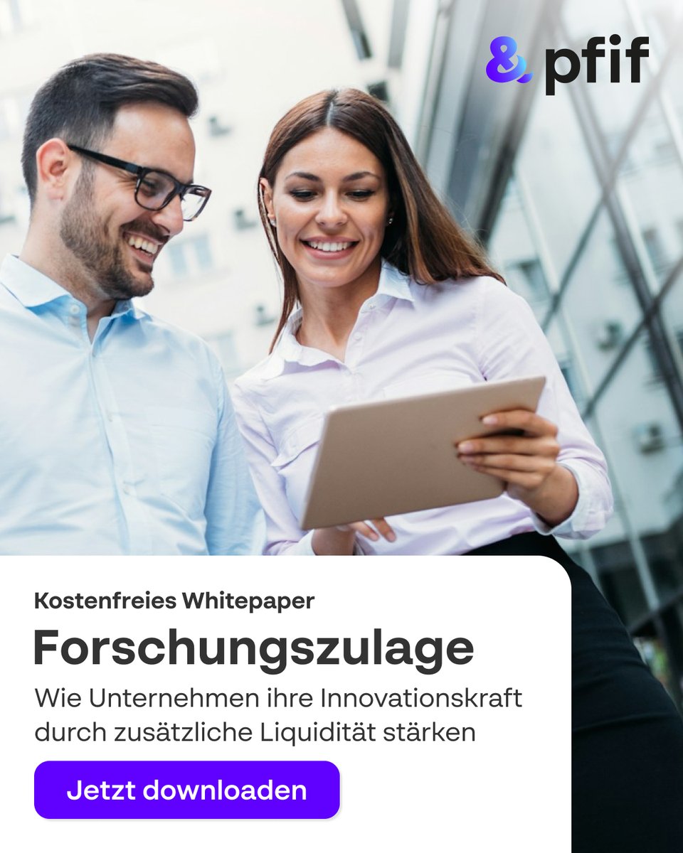 PFIFINNOVATION's tweet photo. 💡Forschung &amp; Entwicklung treiben Innovationen voran!
Unser Whitepaper zeigt, welche Potenziale Unternehmen dabei finanziell durch die #Forschungszulage erschließen können.
📥 Jetzt herunterladen: https://t.co/Om4kYMEZDI
#Innovation #Fördermittel #FuE #Wachstum #PFIF https://t.co/RRadruPmrd