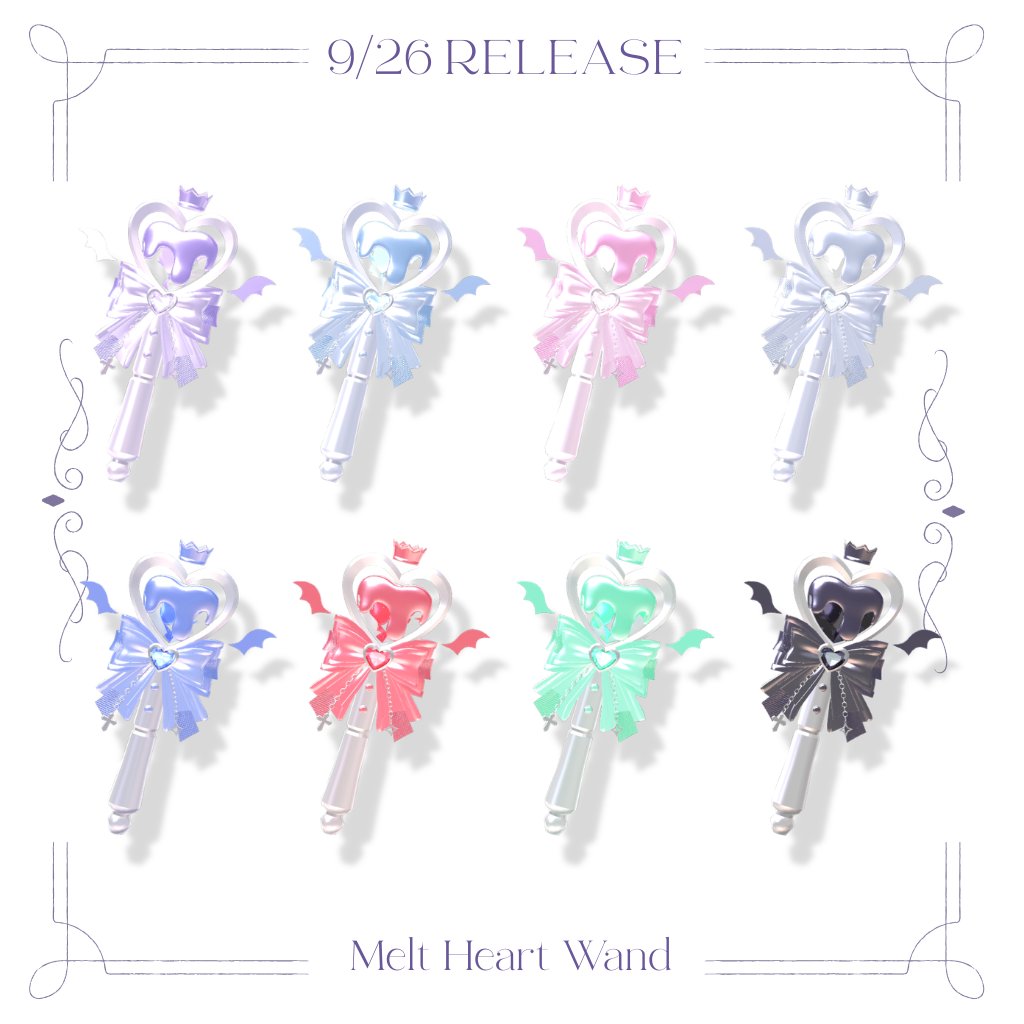 Melt_Boutique's tweet photo. ✦ 𝐍𝐄𝐖 𝐑𝐄𝐋𝐄𝐀𝐒𝐄 ✦

VRChat向けアイテムを
9/26~9/29 23:59まで、3日間限定で無料配布します。

ハートとリボンをたっぷり詰め込んだ
小さめの魔法のステッキです🪄

VRChatやUnityでの撮影にぜひ♡ https://t.co/jl282Px2rc