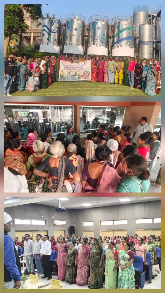 GlpcLivelihood's tweet photo. બોટાદ જિલ્લા દ્વારા આયોજિત ત્રણ દિવસીય એક્સપોઝર વિઝીટ કાર્યક્રમનો પ્રથમ દિવસ આણંદ ખાતે યોજાયો હતો. એગ્રો ઇકોલોજીકલ રિસર્ચ સેન્ટર ખાતે SHGની બહેનો તથા મહિલા ખેડૂતોને કૃષિ અને પશુપાલન ક્ષેત્રની નવીન પદ્ધતિઓ, ટેકનોલોજી અને આવકવર્ધક પ્રવૃત્તિઓ અંગે માર્ગદર્શન આપવામાં આવ્યું.

દિવસ દરમિયાન ટકાઉ ખેતી અને વૈજ્ઞાનિક પશુપાલન અંગે  માહિતી મેળવ્યા બાદ બહેનોએ આણંદ અમૂલ ડેરી પ્લાન્ટની મુલાકાત લઈ, ડેરી ક્ષેત્રની કામગીરી અંગે જાણકારી મેળવી હતી.

#Narishakti #SHG #GLPC