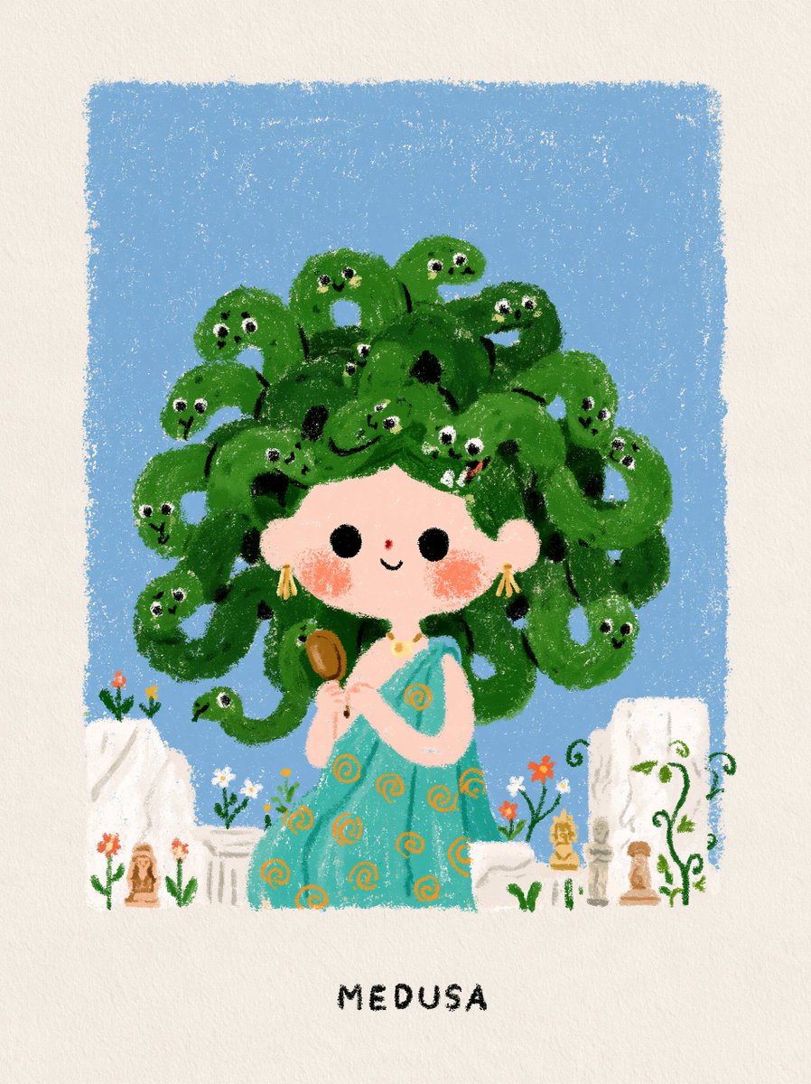 craftian_keskin's tweet photo. Greek Mythology, but cute. 

Medusa, Circe, Hestia, Demeter. https://t.co/QrGThQ5bS5