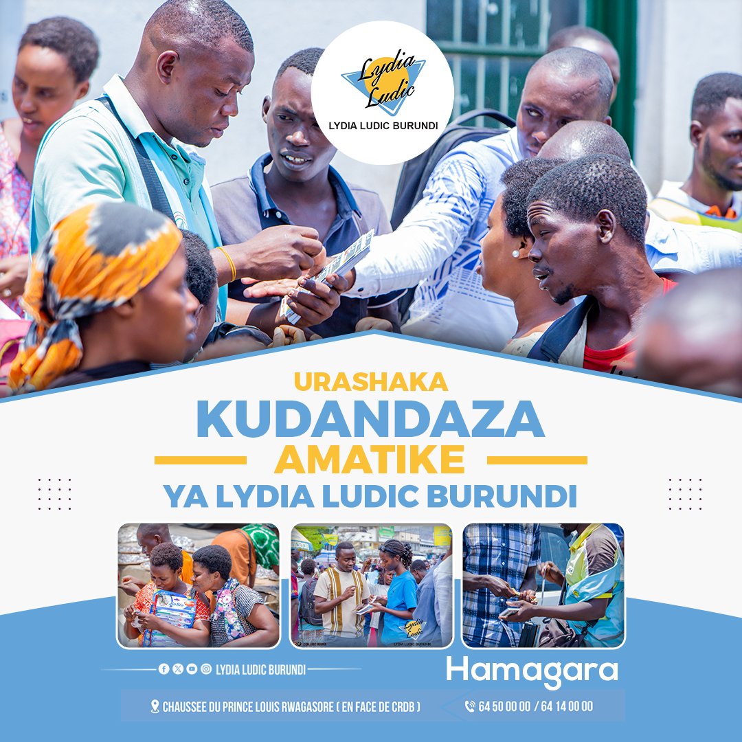 LLBurundi's tweet photo. 💰 Vous avez un capital et voulez le faire grandir ?

Ne laissez pas votre argent dormir ! 🔥
Devenez agent vendeur de tickets Tombola WEHOKUKI avec Lydia Ludic Burundi et commencez à développer votre activité. 🎟️🚀 https://t.co/Sj5aZb5Zmb