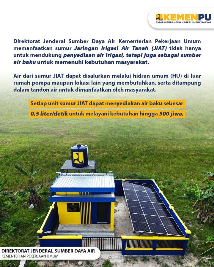 politeknikpu's tweet photo. Repost from pu_sda
__
Jaringan Irigasi Air Tanah (JIAT) tidak hanya berfungsi sebagai sumber pengairan bagi sawah yang jauh dari saluran irigasi permukaan, tetapi juga mendukung kebutuhan harian warga.
#SigapMembangunNegeriUntukRakyat #MengelolaAirUntukNegeri #JIAT https://t.co/EztNr9X3mh