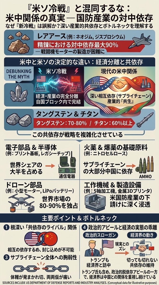 r230614_shin's tweet photo. アメリカ軍は資源の6-9割を中国から輸入しています。米ソのような真の対立ならありません。
そもそも中共を建国させた恩人はアメリカであり、自由貿易に引き入れ「脅威」まで育てたのもアメリカです。 https://t.co/oerloG0ESG