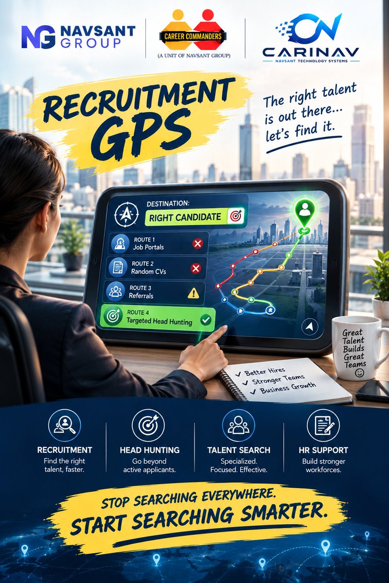 Careercomm50119's tweet photo. RECRUITMENT GPSJob portals Random CVs Referrals Still no right candidate?  Career Commanders provides Recruitment &amp; Targeted Head Hunting support #CareerCommanders #Recruitment #HeadHunting #TalentAcquisition #HRServices #Hiring #TalentSearch #HumanResources https://t.co/bqZoQBVx6G