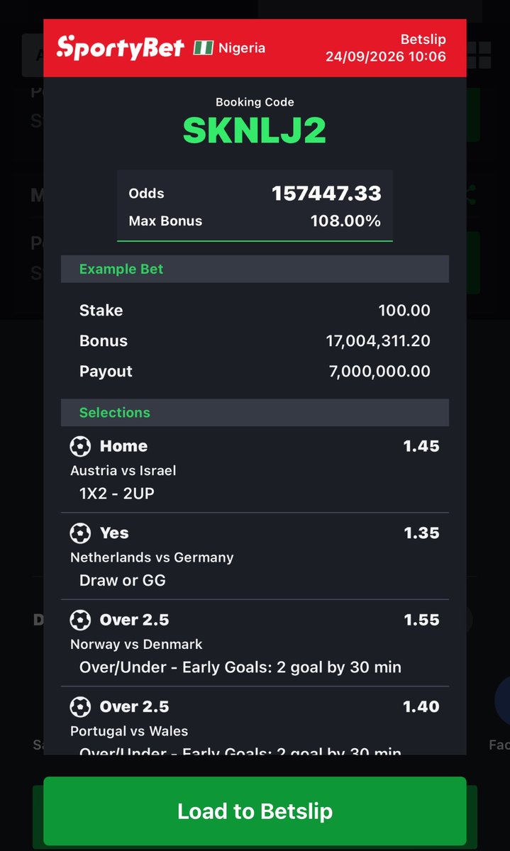 Ghost____punter's tweet photo. SKNLJ2⚽️

W0JG1U      3k odds
XK5RXF      500 odds

Drop edits✍️

We pray for boom🙏 https://t.co/1DiI7O1gIL