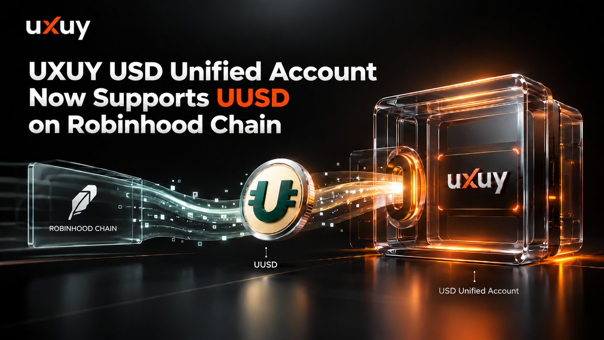 uxuycom's tweet photo. The UXUY USD Unified Account now supports UUSD @UUSDai deposits via Robinhood Chain.

Bring your UUSD from Robinhood Chain into your USD Unified Account, keeping funding and trading connected through one familiar interface.

More ways to fund.
Fewer steps between you and the market.

One account. Built for more.