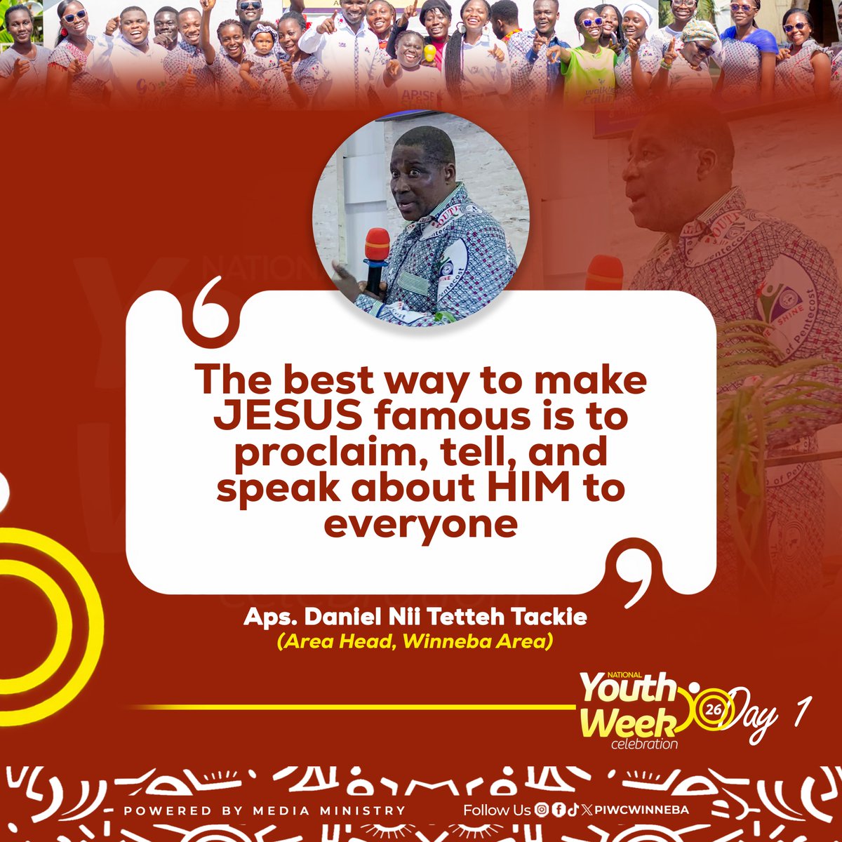 piwc_w's tweet photo. Wherever God has placed you, let your words and your life make Jesus known.
| #NYWC26 | #MakingJesusFamousEverywhere | #PossessingTheNations | #ReachOut | #TakeOver | #piwcwinneba |
ββββββββ
> Powered By:
> Youth and Media Ministry https://t.co/Ofk0kvAO6I