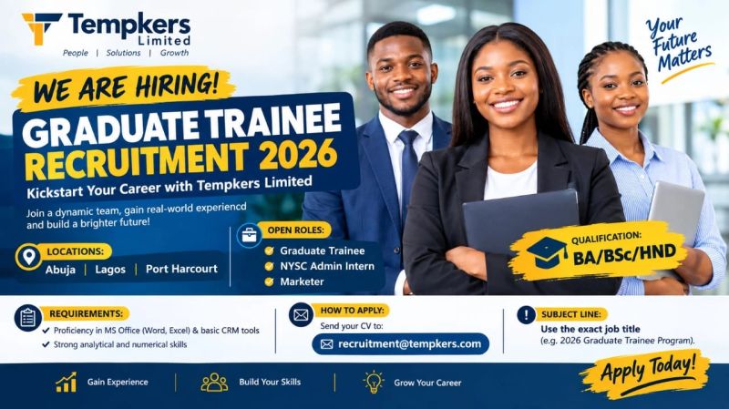 Nyscppa_hiring's tweet photo. 🚨HIRING HIRING HIRING🚨

💼 Available Positions:
🔹 Graduate Trainee
🔹 NYSC Admin Intern
🔹 Marketer

🎓 Qualification: BA/BSc/HND

📍 Locations: Abuja, Lagos &amp; Port Harcourt https://t.co/wDHWvj3SeN