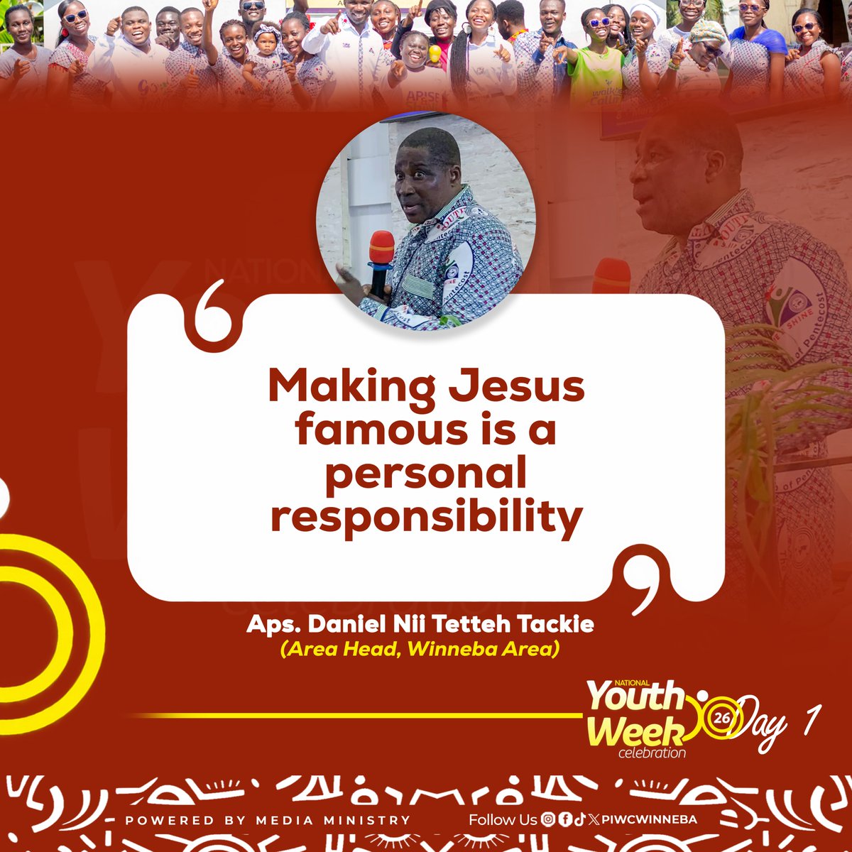 piwc_w's tweet photo. Wherever God has placed you, let your words and your life make Jesus known.
| #NYWC26 | #MakingJesusFamousEverywhere | #PossessingTheNations | #ReachOut | #TakeOver | #piwcwinneba |
ββββββββ
> Powered By:
> Youth and Media Ministry https://t.co/Ofk0kvAO6I