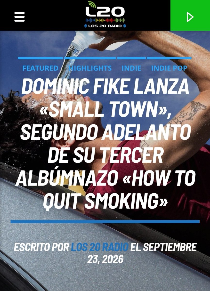 Los20Estelares's tweet photo. 🗞 Dominic Fike lanza «Small Town», segundo adelanto de su tercer albúmnazo «How To Quit Smoking» (@SonyMusicSpain ). – Vía @Los20Radio ℹ️👇
🔗https://t.co/VQ1ifJZlbN
#Recomendado #DominicFike #SmallTown #HowToQuitSmoking #Los20Estelares #Los20Radio https://t.co/G6aN6DawKV