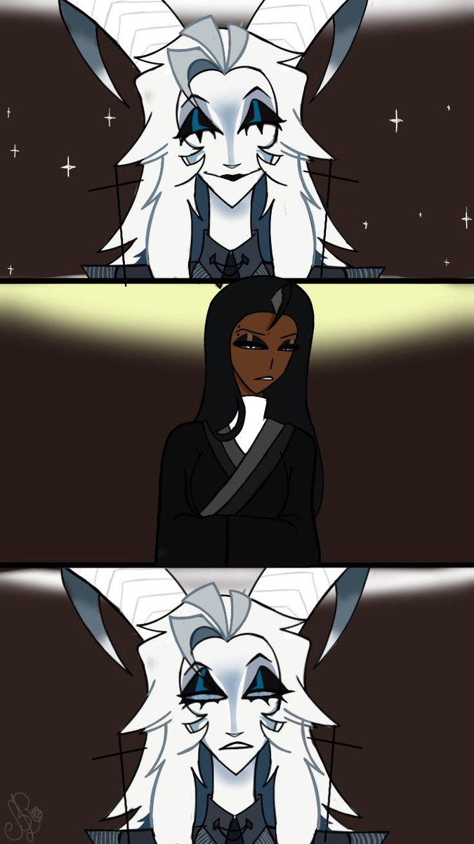 blackroselover_'s tweet photo. (She gave in at the end and let him stay…she’s not proud) 
Jerai belongs to: @hellishvee 
Laila belongs to: Me ✨
#digitalart #hazbinhotelocs #angels #maybeaship https://t.co/T2gP3mRcd0