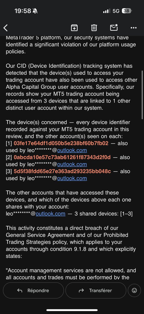 thxofx's tweet photo. @AlphaCapitalUK  — $11,000 PAYOUT DENIED

1/ I have been a trader for 5 years. I have held maximum allocations with @FTMO_com  and @fundingpips , alongside other prop firms, with more than $1.3M in total funded allocation.

2/ I passed Alpha Capital Group’s evaluation and received a $100k Qualified/Funded account. I traded it personally for 15 days, exclusively from my iPhone, before requesting an $11,000 payout at the advertised 80% split.

3/ On 16 September 2026, Alpha refused the payout and permanently banned my accounts and dashboard access. Their stated reason: their CID/device-identification system allegedly linked three devices associated with my account to another user, “Leo”, whom I do not know.

4/ Alpha has not alleged that Leo placed, copied, amended or closed any trade on my account. I have formally requested the relevant timestamps, IP addresses, session logs and technical evidence. As of 24 September 2026, I have received no substantive response.

5/ Four days before the payout request, I also joined Alpha’s affiliate programme. My content generated approximately $2,000 in account sales through my code, representing $200 in expected commission at the agreed 10% rate. Following the ban, I no longer have access to the affiliate dashboard or these records.

6/ I had also promoted a 3 × $50k Alpha giveaway. I was informed that winner selection is made by the influencer rather than through an independently random draw. In light of the termination, I ask Alpha to clarify publicly how this giveaway will now be handled.

7/ I am sharing documented facts, not making accusations. I remain ready to cooperate with a genuine technical review and will update this thread if Alpha provides the evidence requested.

Bonus: I'd already had problems with them last year regarding denied payouts, but I decided to give them another chance—a decision I now regret...