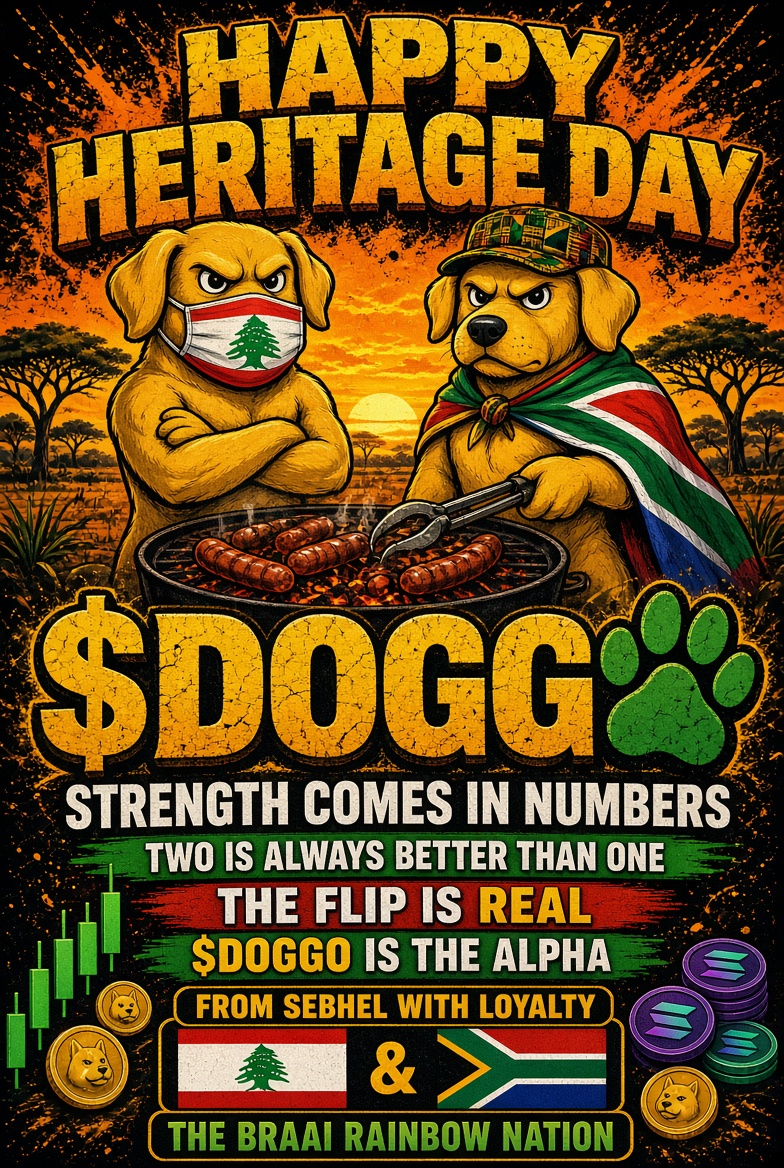 Doggof9's tweet photo. @elon 
Heritage Day. Two flags. One pack.🇿🇦🇱🇧🇿🇦🇱🇧🇿🇦🇱🇧🇿🇦🇱🇧🇿🇦🐕

Lebanon 🇱🇧 + South Africa 🇿🇦

Strength comes in numbers.

Two is always better than one. ☝️ 

Braai first. Loyalty always.
The flip is real.
$DOGGO is the alpha.
From Sebhel 🇱🇧with loyalty. https://t.co/v8uPGwV8aR