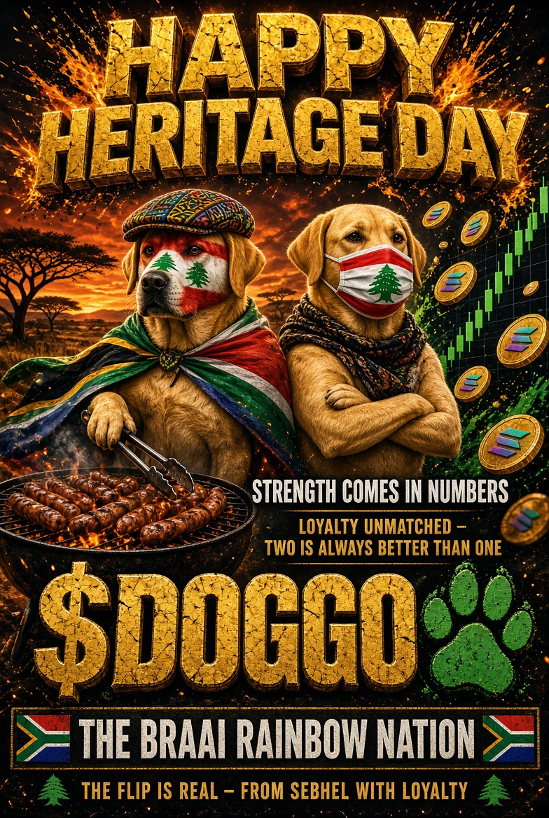 Doggof9's tweet photo. @elon 
Heritage Day. Two flags. One pack.🇿🇦🇱🇧🇿🇦🇱🇧🇿🇦🇱🇧🇿🇦🇱🇧🇿🇦🐕

Lebanon 🇱🇧 + South Africa 🇿🇦

Strength comes in numbers.

Two is always better than one. ☝️ 

Braai first. Loyalty always.
The flip is real.
$DOGGO is the alpha.
From Sebhel 🇱🇧with loyalty. https://t.co/v8uPGwV8aR