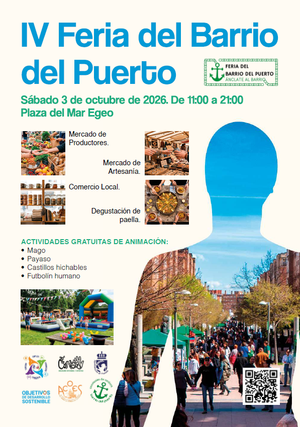 barrio_puerto's tweet photo. Ya está todo listo para la IV Feria del Comercio del Barrio del Puerto. Productores, artesanos y comerciantes locales darán a conocer sus productos, en una jornada que contará con actividades variadas para todos los públicos

🗓️3 de octubre, de 11:00 a 21:00
📍Plaza Mar Egeo https://t.co/3GXOgdDIwI