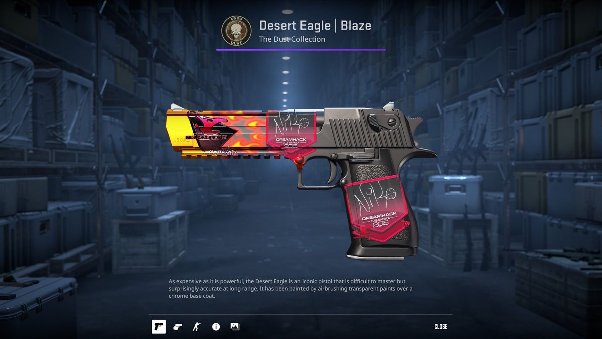 RazedCases's tweet photo. top 5 most expensive Desert Eagle skins

1. Blaze - $600
2. Sunset Storm - $440
3. Emerald Jormangundr - $400
4. Hand Cannon - $280
5. Golden Koi - $196

which Deagle skin is your favorite in CS2? 👀 https://t.co/Ba968j4prU