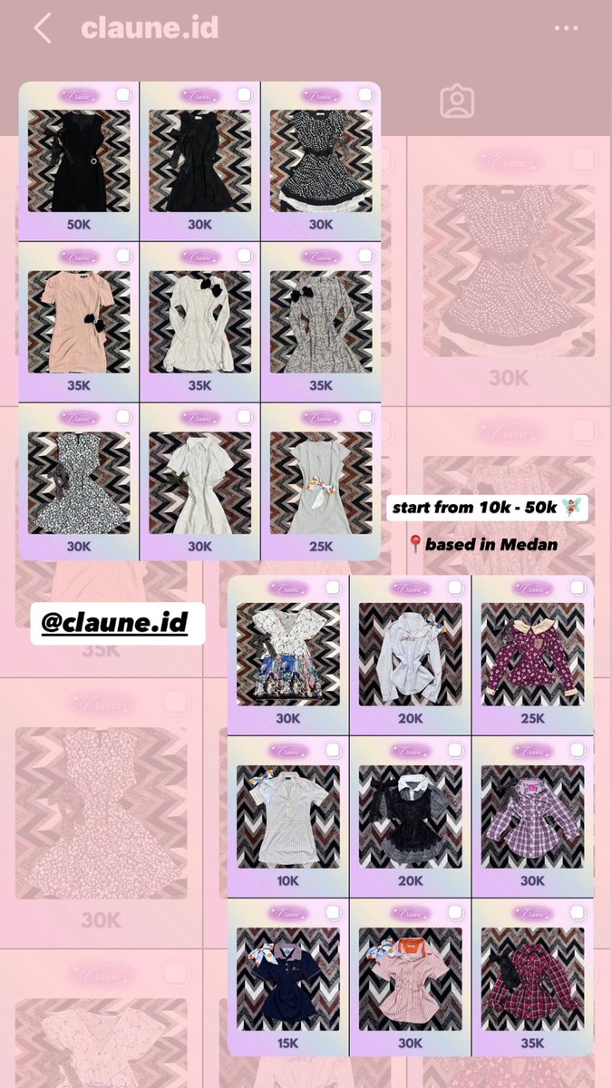 hi_sharonee's tweet photo. aku open preloved based in Medan harganya sekitaran 10k - 50k aja, boleh cek ig nya di @/claune.id ya https://t.co/fiZYK6Po9t