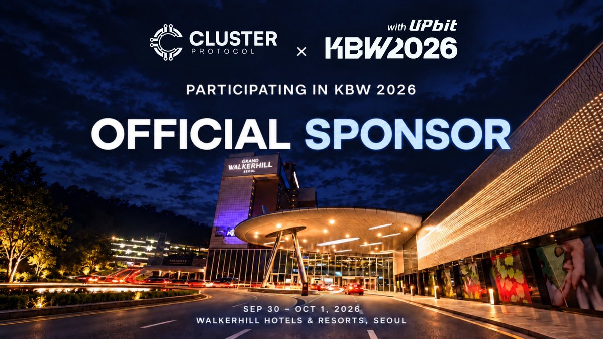 OpenProtocolFND's tweet photo. Seoul, let's build. 🧑‍💻

Cluster Protocol is joining @kbwofficial as an official sponsor at KBW2026.

One endpoint for models, compute and data, with x402 rails so agents can pay for what they use. That's what we're bringing to Seoul.

We're here to meet the builders shaping Korea's onchain and AI stack. 

See you at KBW.