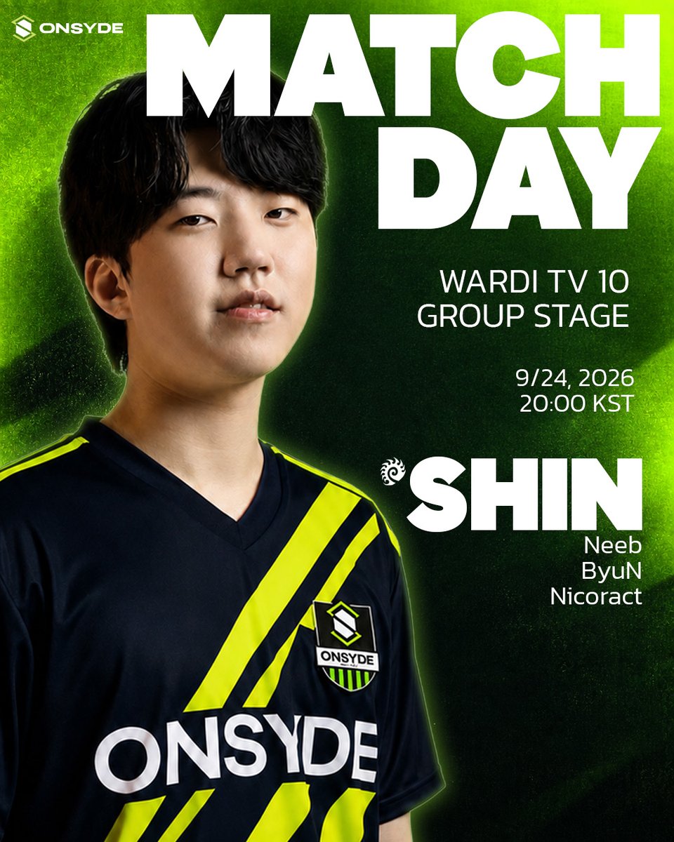 official_onsyde's tweet photo. SHIN and Neeb are competing in Group B of WardiTV 10 today! ⚔️

Please cheer them on as they look to deliver strong performances in the group!

Let’s support both SHIN and Neeb as they fight to secure their spots in the next round! 👏

#ONSYDE #SHIN #Neeb #SC2 #WardiTV https://t.co/eIvDpvFFFe
