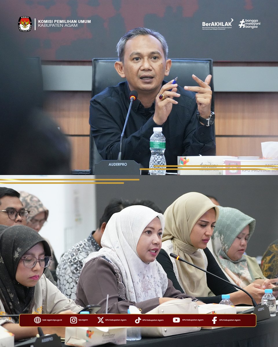 kpu_agam's tweet photo. #temanpemilih Ketua Divisi Perencanaan, Data dan Informasi Komisi Pemilihan Umum (KPU) Kabupaten Agam, Lizawati Fitri, mengikuti Rapat Kerja Persiapan Penetapan Pemutakhiran Data Pemilih Berkelanjutan (PDPB) Triwulan III Tahun 2026 yang diselenggarakan KPU Provinsi Sumatera Barat https://t.co/AMOXUE5enU