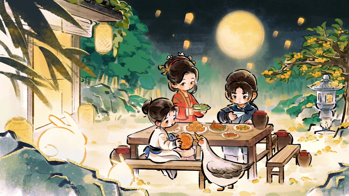 WWM_JP's tweet photo. 🌕 侠客の皆さん、中秋節おめでとうございます。
「海上に明月生じ、天涯此の時を共にす。」
中秋節は中国の伝統的な祝日です。家族や友人と集まり、月を眺め、月餅を味わいながら、団らんを祝います。
どこにいても、あなたと同じ月を眺められますように。
江湖に仲間がいて、毎年ともに団らんを迎えられますように！💛

大型アップデート「不見山」好評配信中！

#風燕伝
#WWM
#WhereWindsMeet