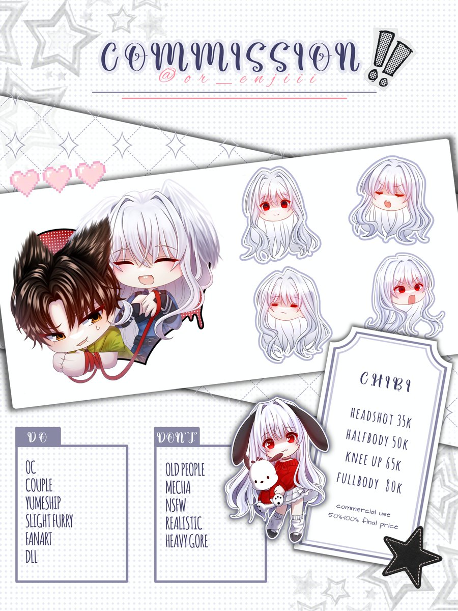 Nvtaa8's tweet photo. 🎨 OPEN COMMISSION! ✨

Kalau tertarik buat gambar OC, fanart, atau character kalian, feel free to DM me yaa ♡

#CommissionOpen #ArtCommission #DigitalArt https://t.co/2LBhcviHaK