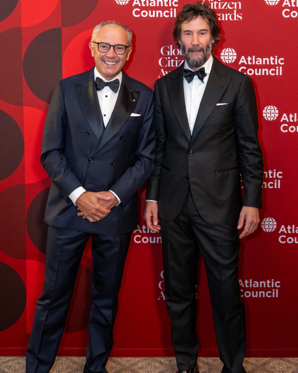 F1Media's tweet photo. Formula 1 President and CEO, Stefano Domenicali, has been recognised with the prestigious 2026 @AtlanticCouncil Global Citizen Award, joining fellow honourees including President of Finland, Alexander Stubb, Prime Minister of Australia, Anthony Albanese, and award-winning actress, Cynthia Erivo.

The award recognises leaders whose work makes a positive impact on the world and helps shape the future across business, government, sport and culture. In a special moment during the ceremony, Stefano was introduced and presented with the award by actor Keanu Reeves.