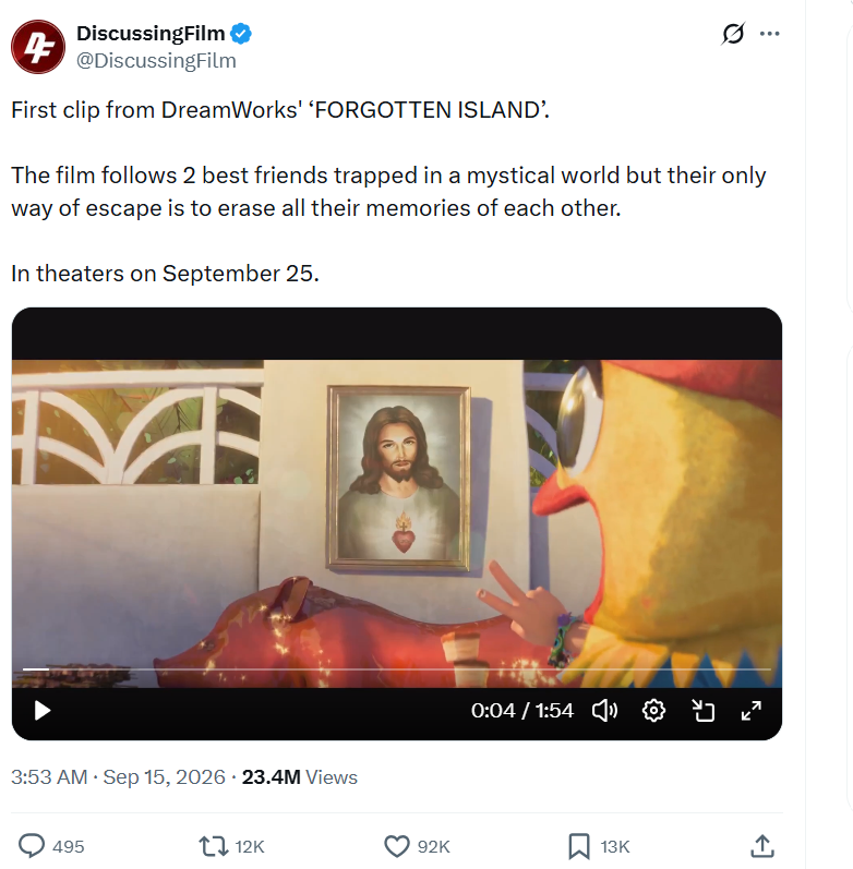 PinoyCatholic43's tweet photo. @booker9e1 @isitwokeornot Looking forward to seeing Forgotten Island because the clips I’ve seen showcase Filipino culture so well, from the image of our Lord and Savior Jesus Christ ✝️ to lechon, karaoke, and other familiar parts of Filipino life. 🙏🇵🇭 https://t.co/U5Wdjdgyyp